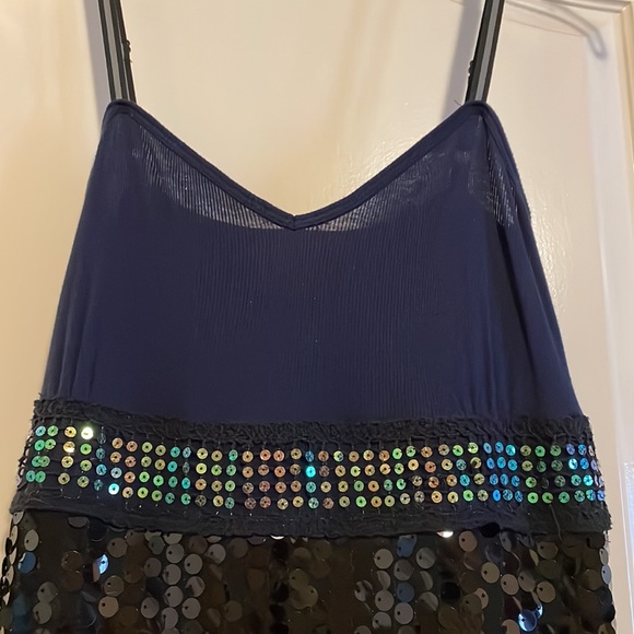 Free People Black & Blue Sequin Mini Dress Size 4 - Picture 3 of 11